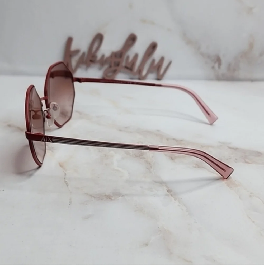 Armani exchange Geometric exagonal metal mate Raspberry pink sunglasses New